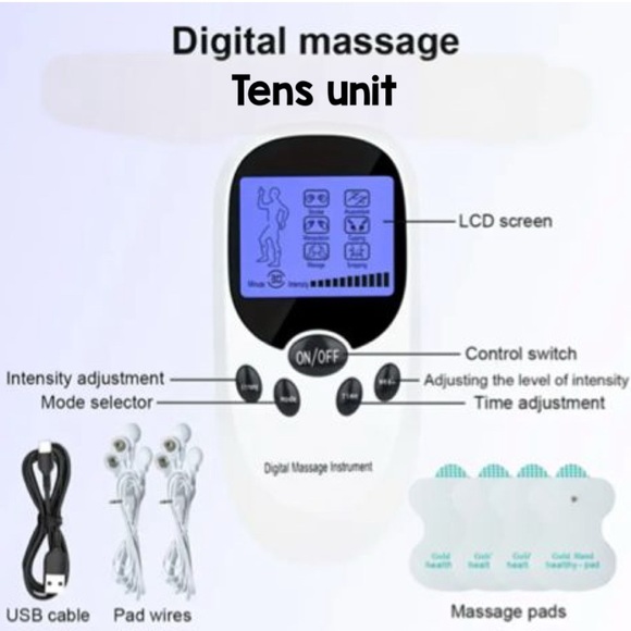Digital Massage Tens Unit with LCD Screen - Black and White - Picture 1 of 9
